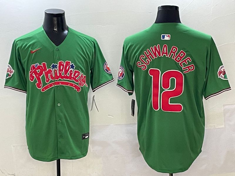 Men Philadelphia Phillies #12 Schwarber Green Fourth generation Joint Name Nike 2025 MLB Jersey style 1->philadelphia phillies->MLB Jersey